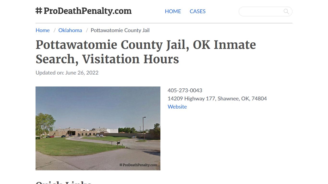 Pottawatomie County Jail, OK Inmate Search, Visitation Hours